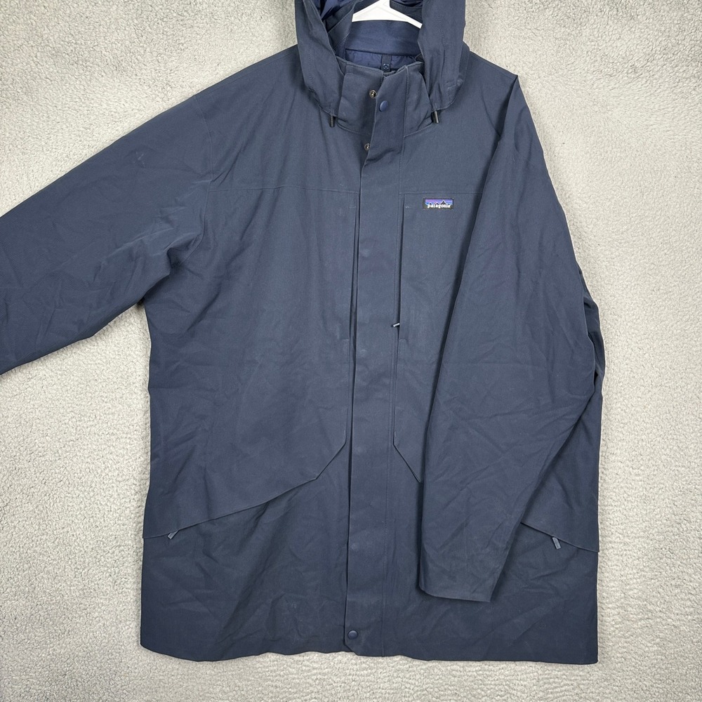 Patagonia Tres Lone Mountain Parka Jacket Mens 3XL Blue H2No Insulated Hooded
